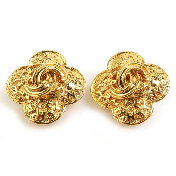 CHANEL Gold Logo Earrings - Picture 1 of 5